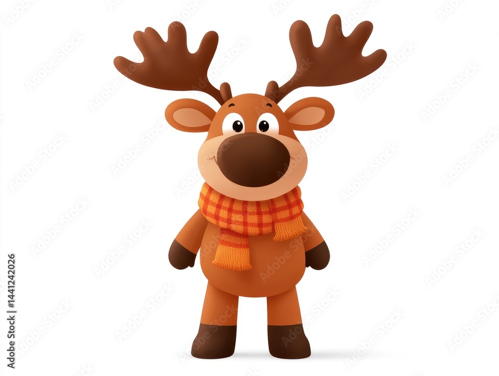 Cute cartoon reindeer with a scarf Cute cartoon reindeer with a scarf