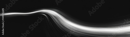 smooth flowing white and gray lines on black background creating a sense of motion and fluidity