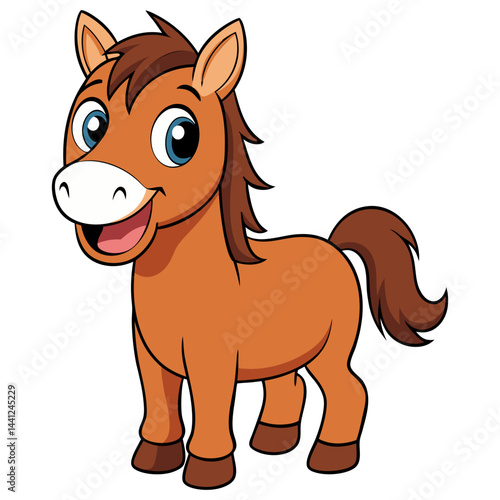 Cartoon horse cute animal illustration drawing pony character equine mammal farm happy design vector art