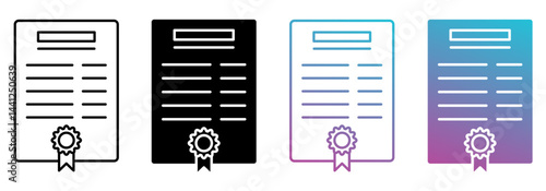 Certificate best icon sheet with line, glyph, gradient multistyle collection of elements for design