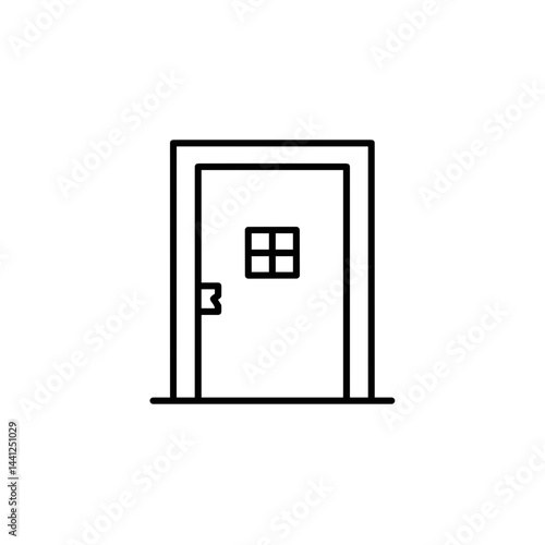 Minimalist prison cell door illustration on white background  
