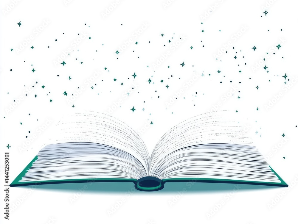 Obraz premium Open book with magical particles