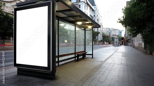 Wallpaper Mural Blank White Digital Billboard Mockup at Nighttime Bus Stop Torontodigital.ca