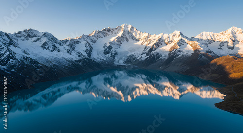 Wallpaper Mural Snowy Mountain Peaks Reflecting in Clear Blue Lake Waters Torontodigital.ca