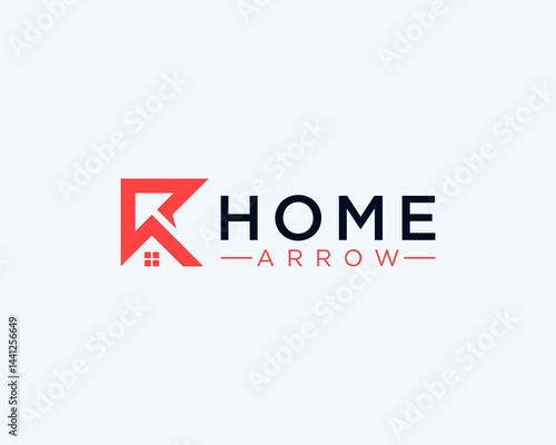 R letter arrow house logo