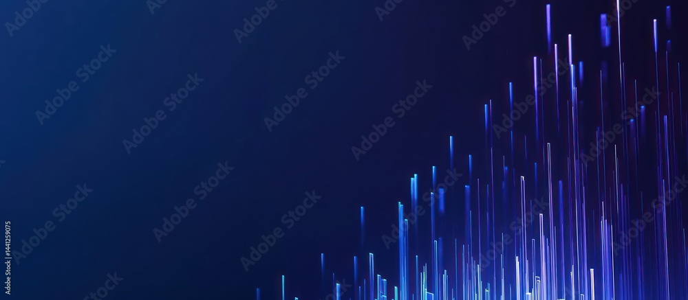 Abstract Digital Art: Blue Vertical Lines and Glowing Light Streaks Abstract Digital Art: Blue Vertical Lines and Glowing Light Streaks