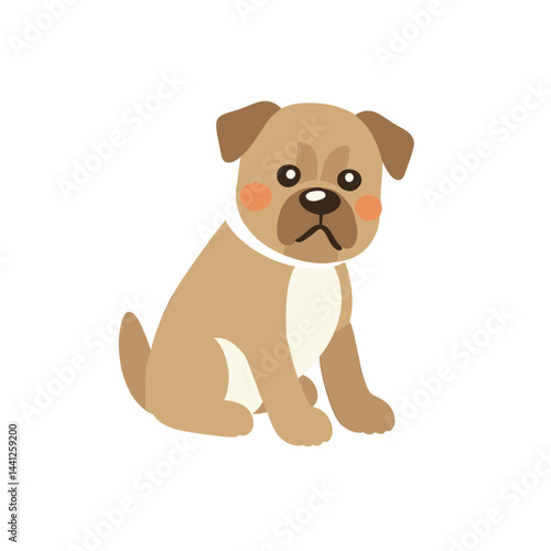 Cartoon Dog Mascot Standing with Serious Face, Strong and Confident Animal Character