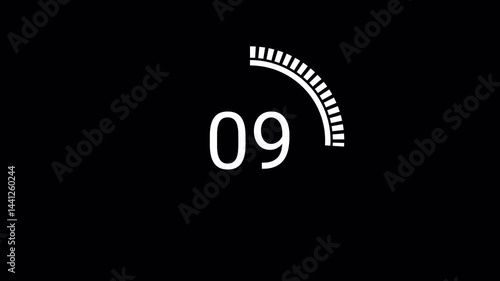 15 seconds countdown timer animation from 15seconds to 0 seconds with alpha channel , 15 second countdown timer on a transparent background.