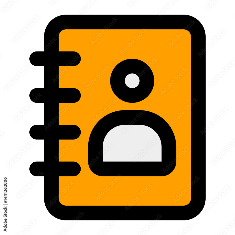 A minimalist icon representing an address book for digital contact management applications. A minimalist icon representing an address book for digital contact management applications.