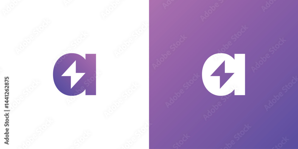 Letter A lightning Logo Design Letter A lightning Logo Design