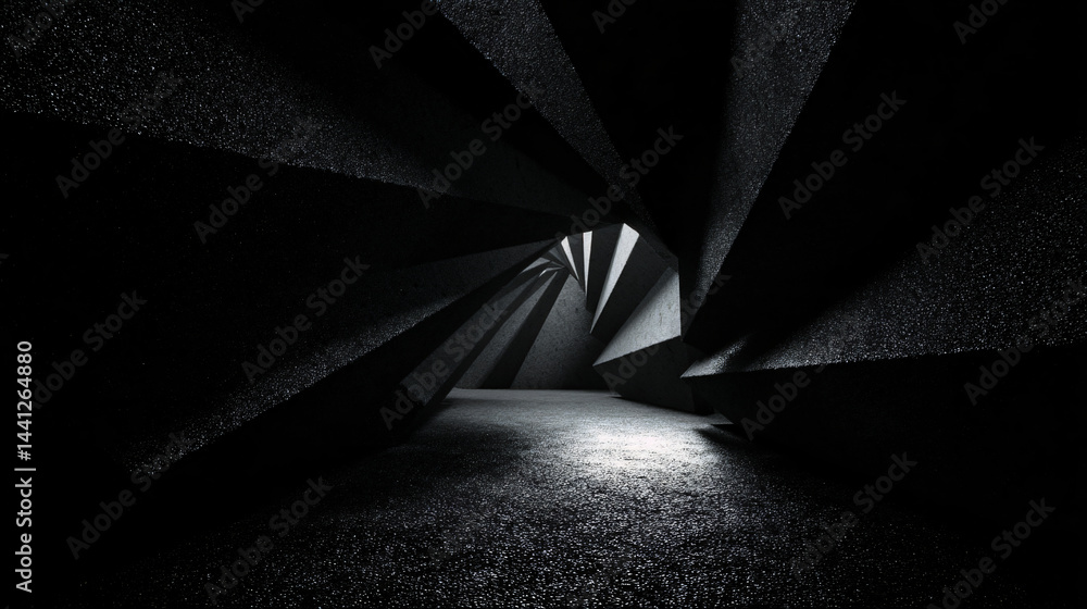 Geometric Structure Forming A Tunnel With A Star Shape At The End