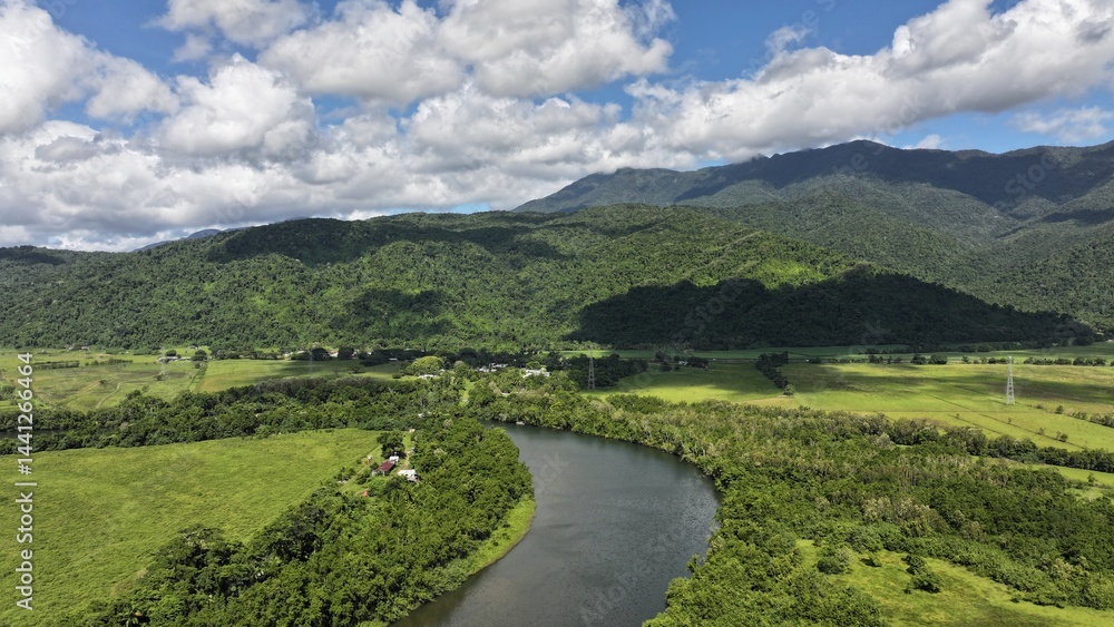 Fototapeta premium Aerial photo of Mulgrave River Deral Cairns Queensland Australia