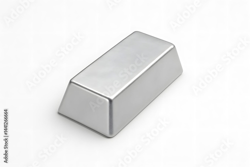 Silver bullion bar on white background — minimalist 3D symbol of financial stability and investment diversification