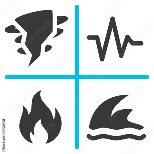 Disaster Glyph Blue Grey Icon