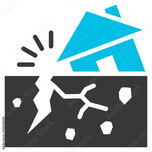 Earthquake Glyph Blue Grey Icon