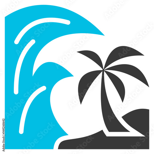 Tsunami Glyph Blue Grey Icon