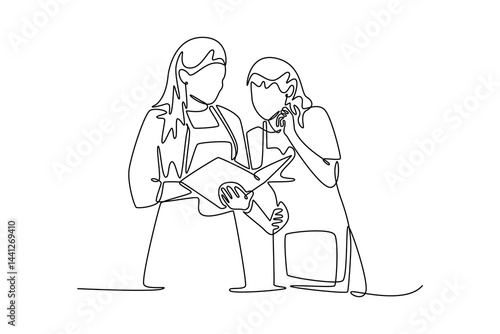 Neighbor sharing concept. Single line draw design. Vector graphic illustration