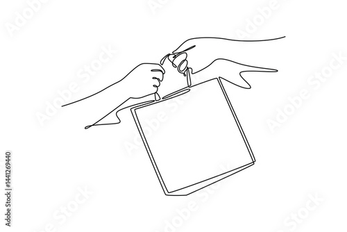  Neighbor sharing concept. Single line draw design. Vector graphic illustration