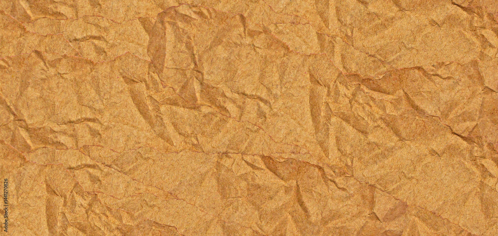 Obraz premium Realistic Crumpled Torn Brown Paper Texture Background for Creative Project.