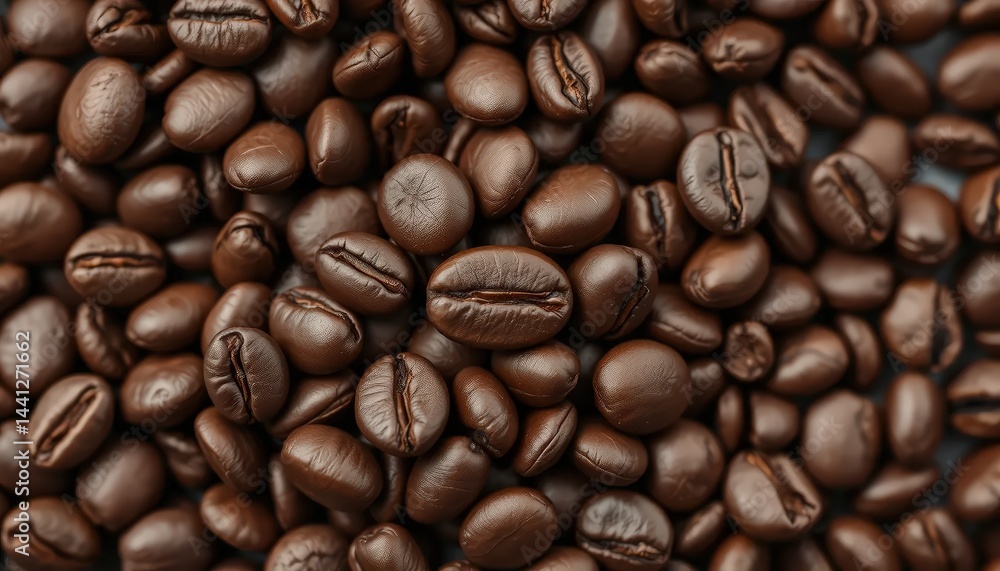 Fototapeta premium Macro photograph of roasted coffee beans
