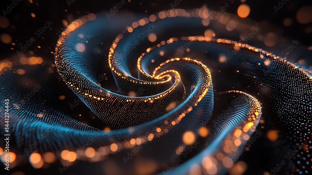 Fototapeta premium Abstract Swirling Pattern with Bright Particles in Dark Background