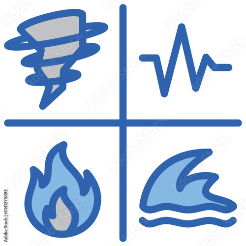 Disaster Blue White Icon