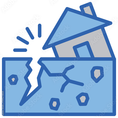 Earthquake Blue White Icon