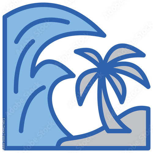 Tsunami Blue White Icon