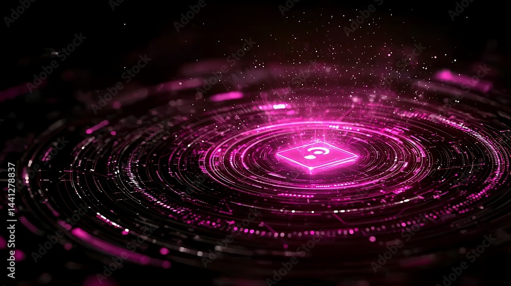 Obraz premium Abstract Technology Background with Pink Illuminated Patterns