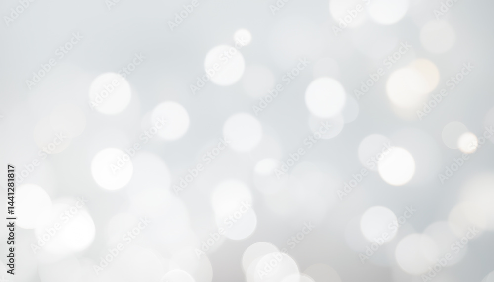 Abstract background with blurred white and silver bokeh lights creating a festive mood. Elegant and simple bright background with beautiful round bokeh. Abstract background with blurred white and silver bokeh lights creating a festive mood. Elegant and simple bright background with beautiful round bokeh.