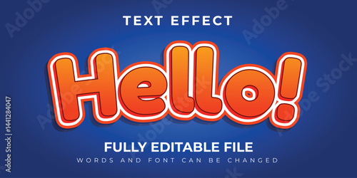 Hello Orange Text Effect Design