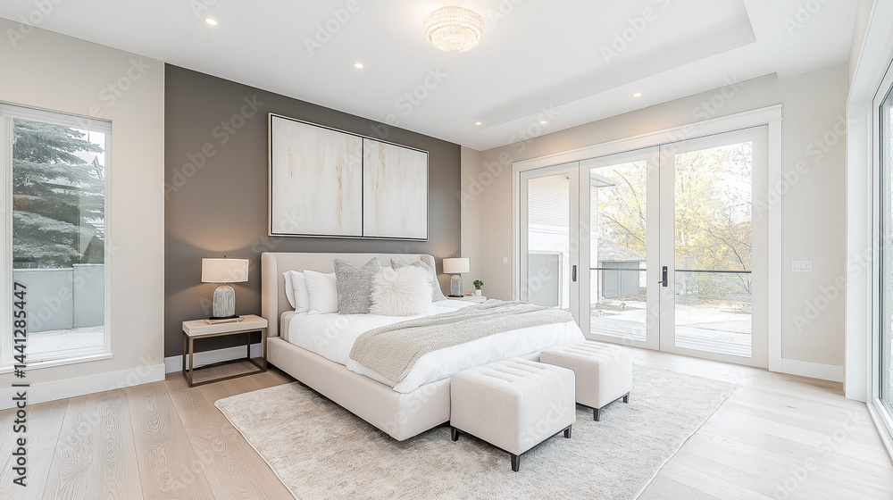 custom made wallpaper toronto digitalModern Bedroom Retreat: This minimalist bedroom boasts a sleek and sophisticated design, featuring a plush king-size bed, plush bedding, a pair of matching nightstands.