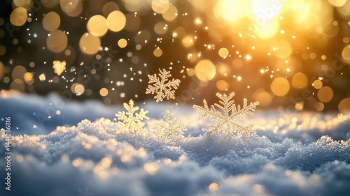 Winter Wonderland: Sparkling Snowflakes at Sunset