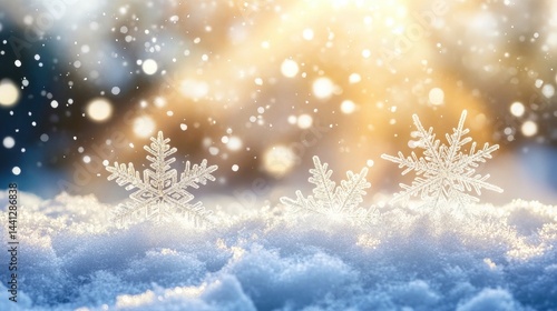 Winter Wonderland: Sparkling Snowflakes in a Sunlit Scene
