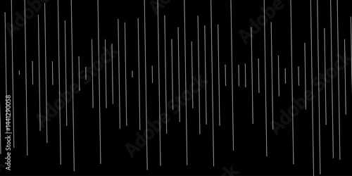 An abstract geometric pattern featuring random diagonal lines on a black background. The design is monochrome with a minimalistic outline style, creating a trendy, modern, and dynamic texture.