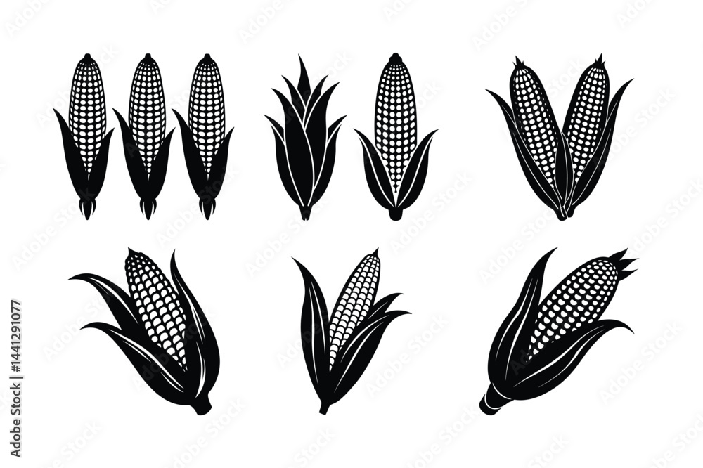 Fototapeta premium Set of corn vector art illustration