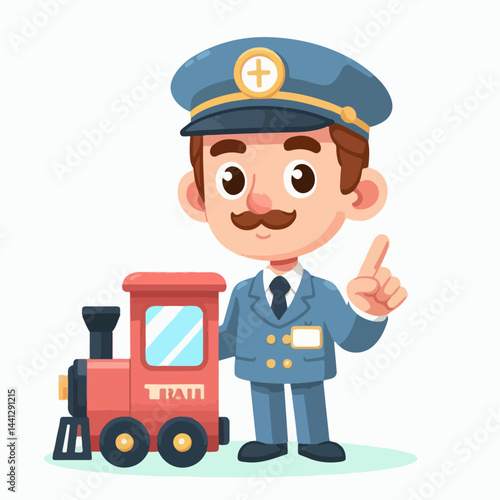 vector illustration of a train conductor