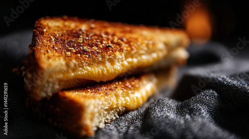 Obraz na płótnie Grilled cheese sandwich with golden toasted crust. w salonie