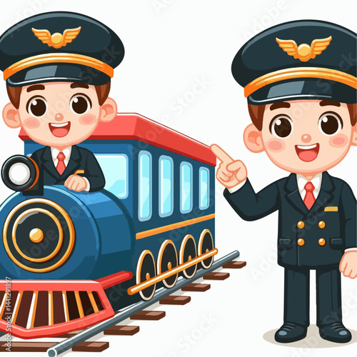 vector illustration of a train conductor