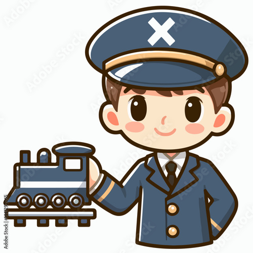 vector illustration of a train conductor