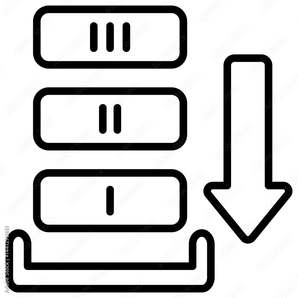 Queue Outline Icon Queue Outline Icon