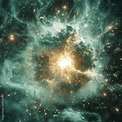 Stunning Cosmic Explosion with Bright Light and Colorful Nebula