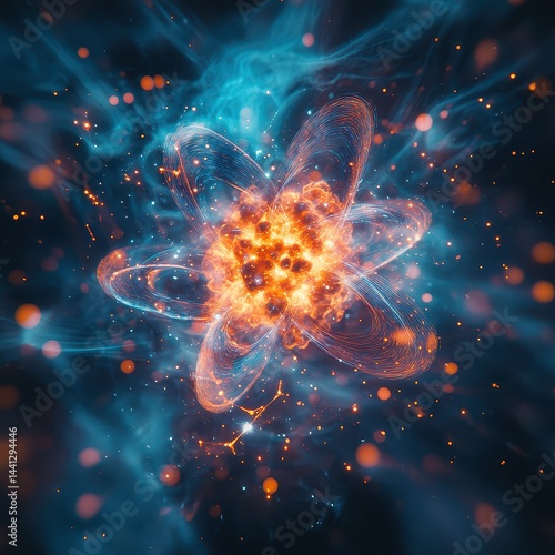 Stunning Visualization of Atomic Structure with Vibrant Colors and Energy