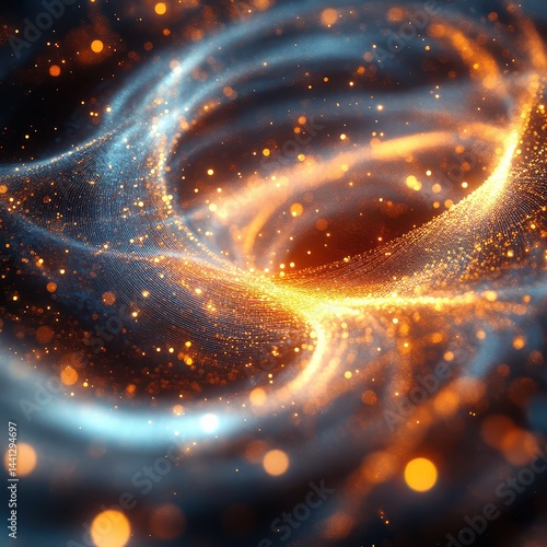 Vibrant Abstract Swirls of Light and Color in Dark Background