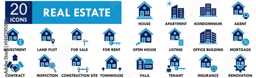 Real Estate icon collection set. Containing design home, investment, real estate, house, property