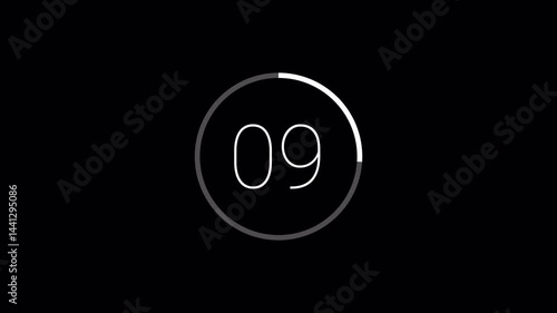 15 seconds countdown timer animation from 15seconds to 0 seconds with alpha channel , 15 second countdown timer on a transparent background.