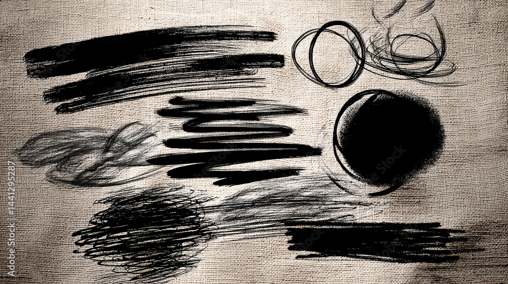 Hand drawn doodle brush lines. Grunge scrawls, rough strokes, underlines, circles, and charcoal scribbles