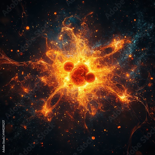 Vibrant Energy Burst with Cosmic Elements and Atomic Structure