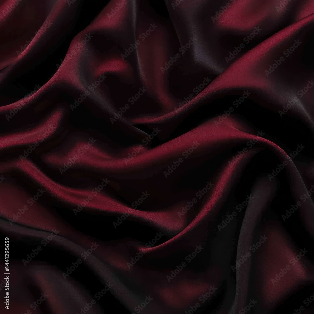 Fototapeta premium Dark red silk fabric drapes, luxurious texture, elegant background, design