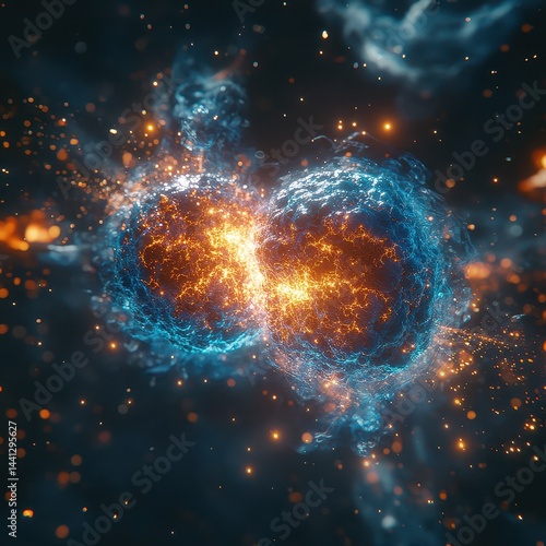 Bright cosmic energy bursting in abstract visual representation